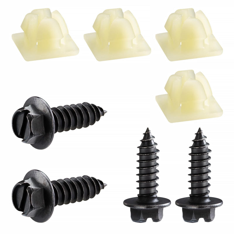 HZJD License Plate Screws, Nylon Retaining Nuts, Black(4PCS) 4+4PCS