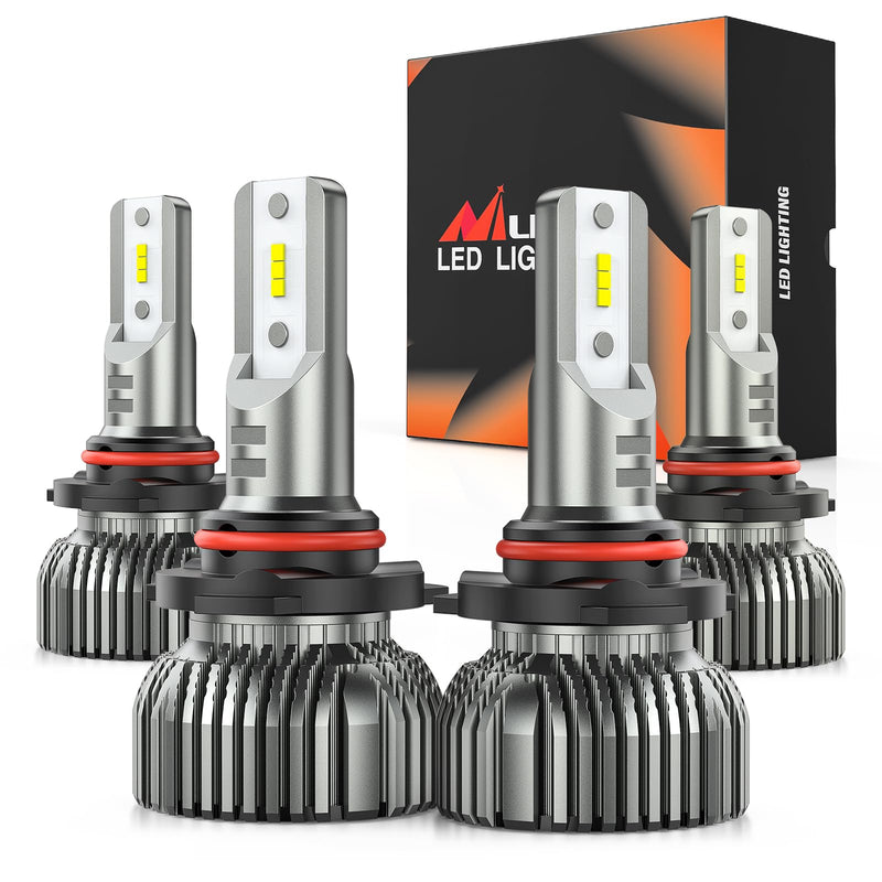 Nilight 9005 9006 LED Bulb Kit, 350% Brighter, High and Low Beam Bulbs Combo, 6000K Cool White, Mini Size 9005+9006