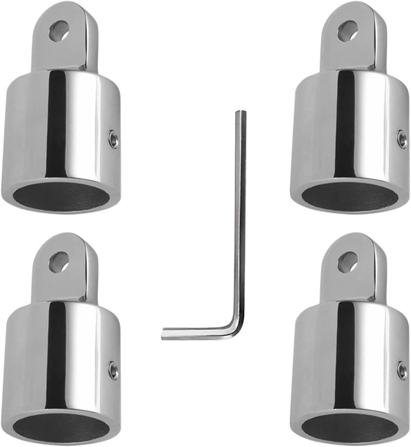 Bimini Canopy Hardware, 4 Piece Eye End Caps, Marine Accessories Fits 1'' or 7/8'' OD 316 Stainless Steel Heavy Duty Canopy Parts White 1inch