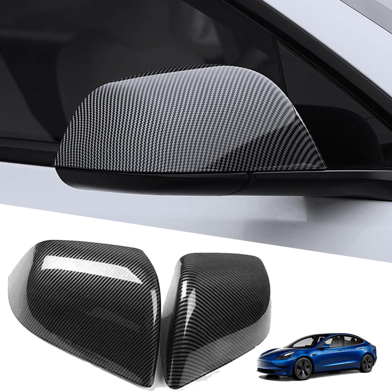 YHCDSEA Rearview Mirror Guard Cover for Tesla Model 3, Side Mirror Cover Exterior Accessories fit for Tesla Model 3 2017-2026 (Glossy Carbon Fiber Pattern) Glossy Carbon Fiber Pattern