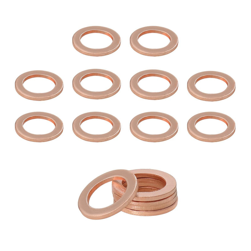 15PCS Oil Drain Plug Gasket, 14mm Copper Oil Crush Washer Compatible with OEM PN Part 007603-014106, Car Accessories for Oil Drain Plug Washer Gaskets Seals Replacement 15PCS