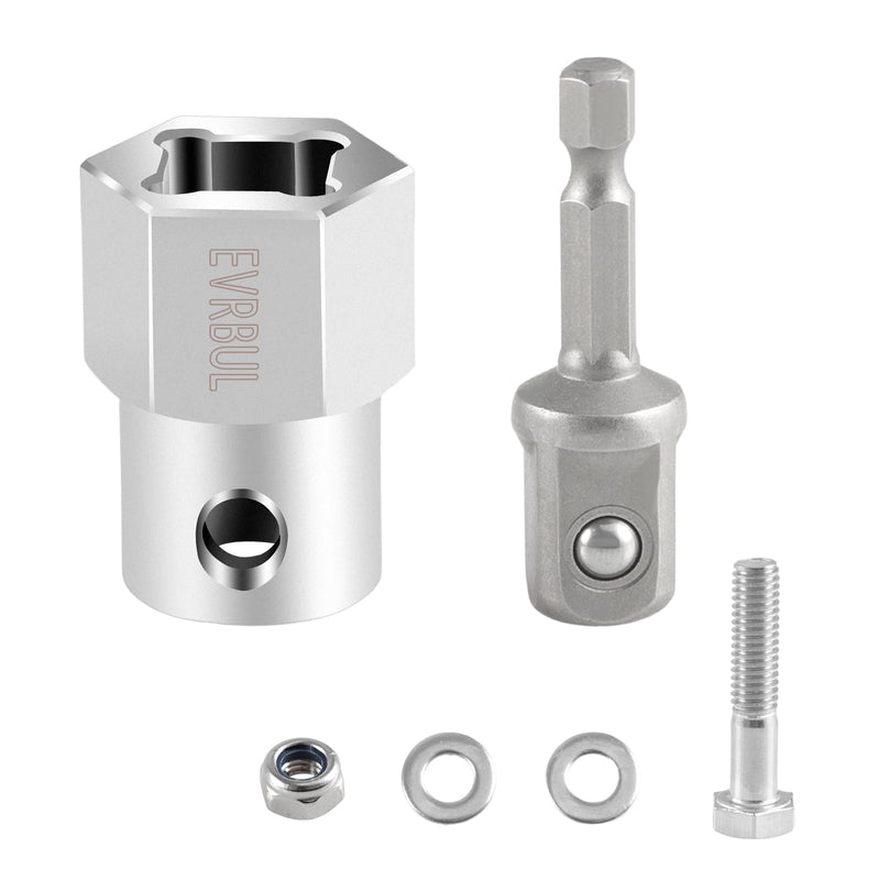 Upgraded Stainless Steel Top Wind Trailer Jack Crank Handle Cordless Drill Adapter with a 1/2 Inch Socket Adapter Bit