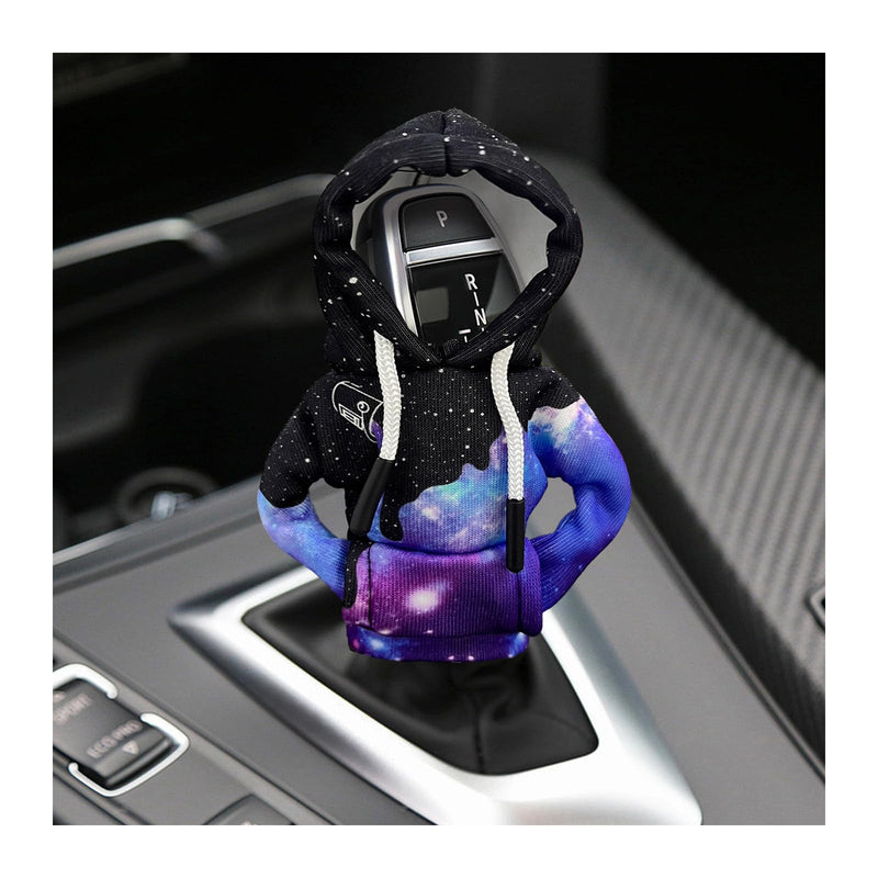 Car Gear Shift Hoodie, Mini Funny Fashionable Automotive Gear Shifter Cover, Winter Warm Car Shift Knob Sweater Protector, Universal Interior Car Accessories for Decoration (Starry Sky) Starry Sky