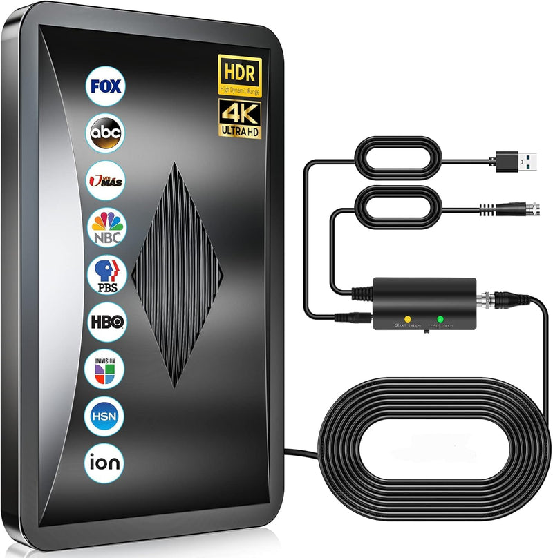 2025 Ultra HD Antenna: 2800+ Mile Range for Local Channels, Supports 8K/4K with Signal Booster & 25FT Cable. Indoor/Outdoor Use for All Smart TVs.