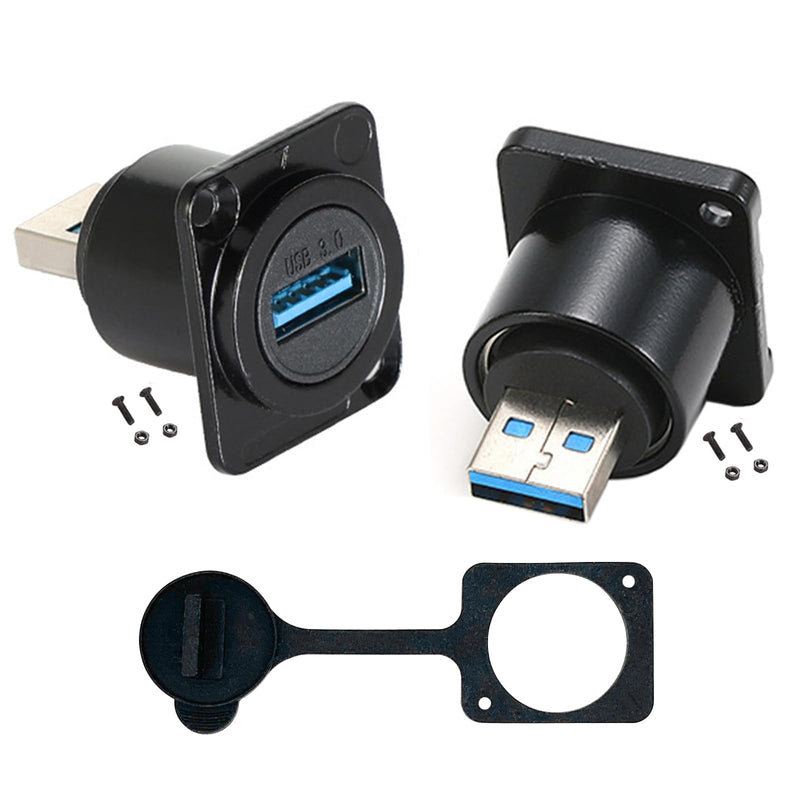 PENGLIN 2PCS USB 3.0 Panel Mount Connector, USB-A Male to Female Mount Adapter, USB 3.0 Converter Extender for PC Laptop Hard Drive Printer Camera D-type