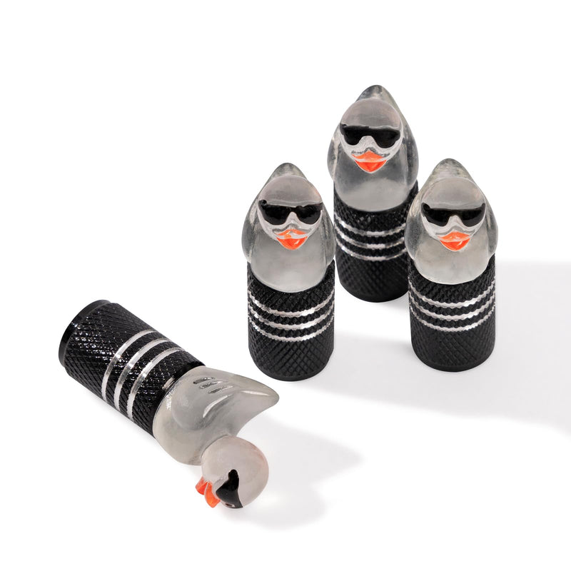 4Pcs Tire Valve Stem Cap Cover for Car SUV Truck, Valve Cover with Funny Duck Sunglasses, Decorative Tire Valve Caps Wheel Accessories (Black Sunglasses Duck) Black