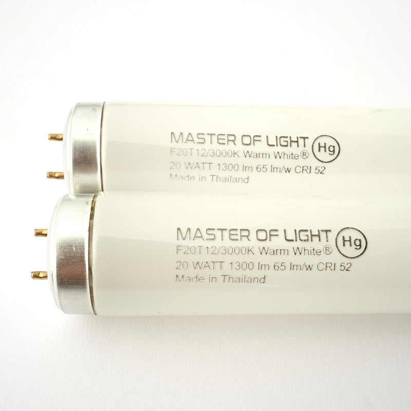 F20T12/WW 24" 20W 3000K Warm White T12 2-Pack | Replaces F20T12KB/ECO, F20T12/SPX30, F20T12/DSW/RP. 24" 20W 3000K Warm White T12 tube for kitchens & living areas