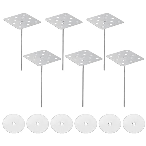 PATIKIL 5.1 Inch Perforated Insulation Pins with Round Washers, 30 Pack Aluminum Insulating Nails Wall Plug for Fixing Foam Boards to Wall or Ceiling 130mm