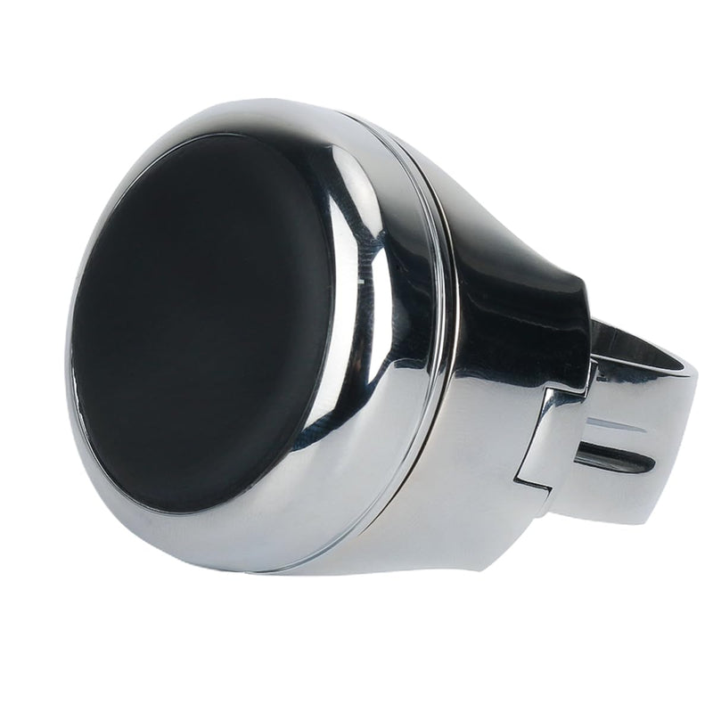 Stainless Steel Steering Wheel Spinner Sport Maneuvering Knob Cow Leather Cover Swivel Suicide Knob Universal Fit for Cars, Trucks, Boats (Black) Black