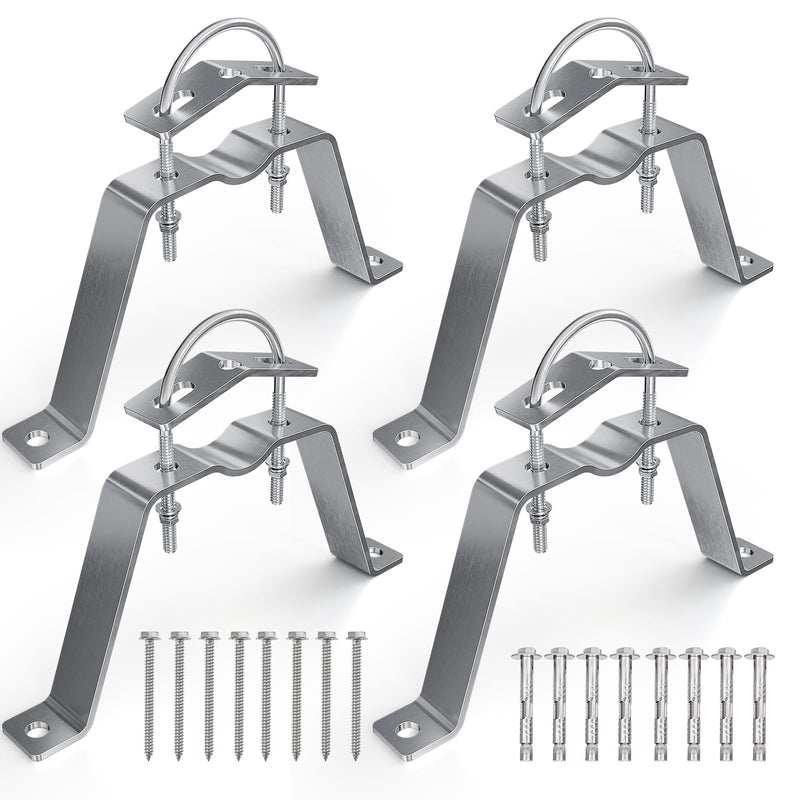  [AUSTRALIA] - 4 Pcs 4" Antenna Wall Mount 304 Stainless Steel, Double Wall Mount Antenna Mast Clamp V Jaw Bracket Accessories Kit for TV CB Ham Outside Home 4inch Wall Mount (set of 4)