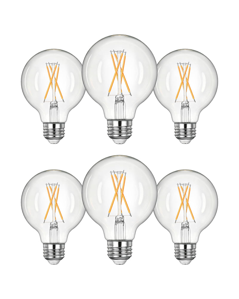 EDISHINE 6 Pack G25 Globe Light Bulbs, Dimmable Vintage LED Edison Bulbs, CRI90+ 5W Equivalent 60W, Clear LED Filament Vanity Light Bulbs, 2700K Warm White, 500LM, E26 Base Clear Glass Edison 2700K Warm White