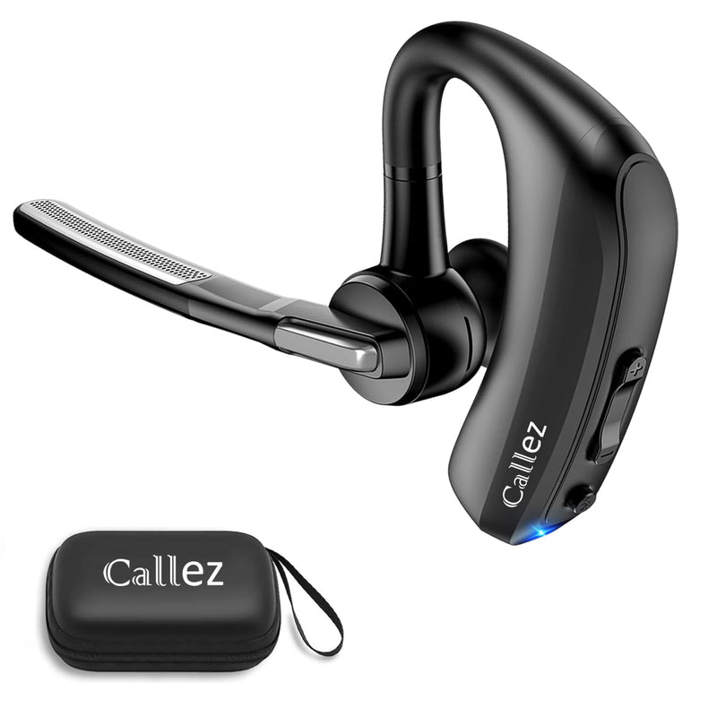 Callez Bluetooth Headset with CVC8.0 Dual Mic Noise Cancelling for iPhone | Bluetooth Earpiece V5.0, Wireless Headset for Android Cell Phone Trucker Business Office Work, Clear Chat, Super Light Black