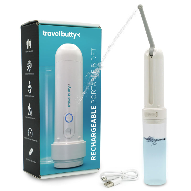 Portable Bidet for Travel - 3 Pressure Settings, USB Rechargeable, Adjustable Nozzle, Lightweight & Compact Design for Personal Hygiene Care – Ideal for Men, Women and Babies