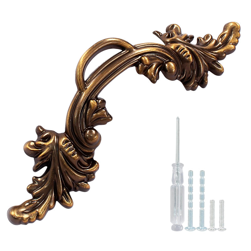 Biaungdo 12 Pcs Vintage Cabinet Pulls Handles, Shabby Chic Drawer Handles European Style Dresser Pulls Vintage Antique Furniture Handles for Dresser Drawer(2-1/2 Inch Hole Center, Bronze)