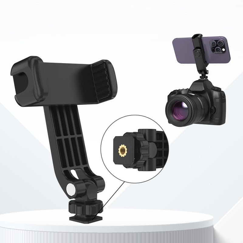 SOH Phone Tripod Adapter Mount, Universal Smartphone Clamp with 2 Cold Shoe, Vertical Horizontal Bracket for iPhone, Samsung Galaxy and More Smartphones
