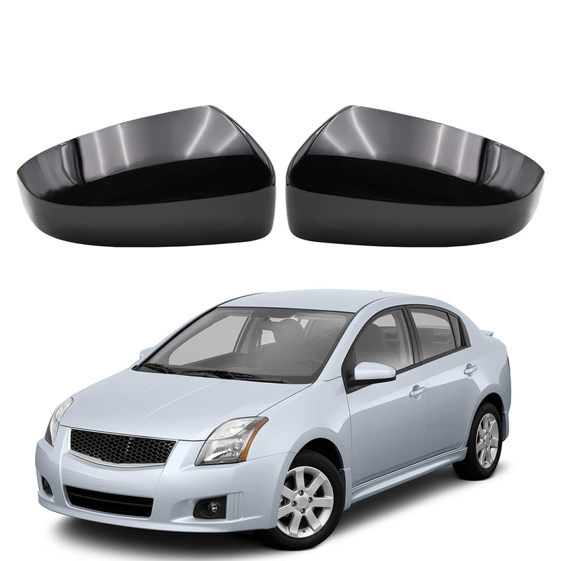 Gloss Black Side Wing Mirror Cover Cap Compatible with 2007 2008 2009 2010 2011 2012 Nissan Sentra Gloss Black