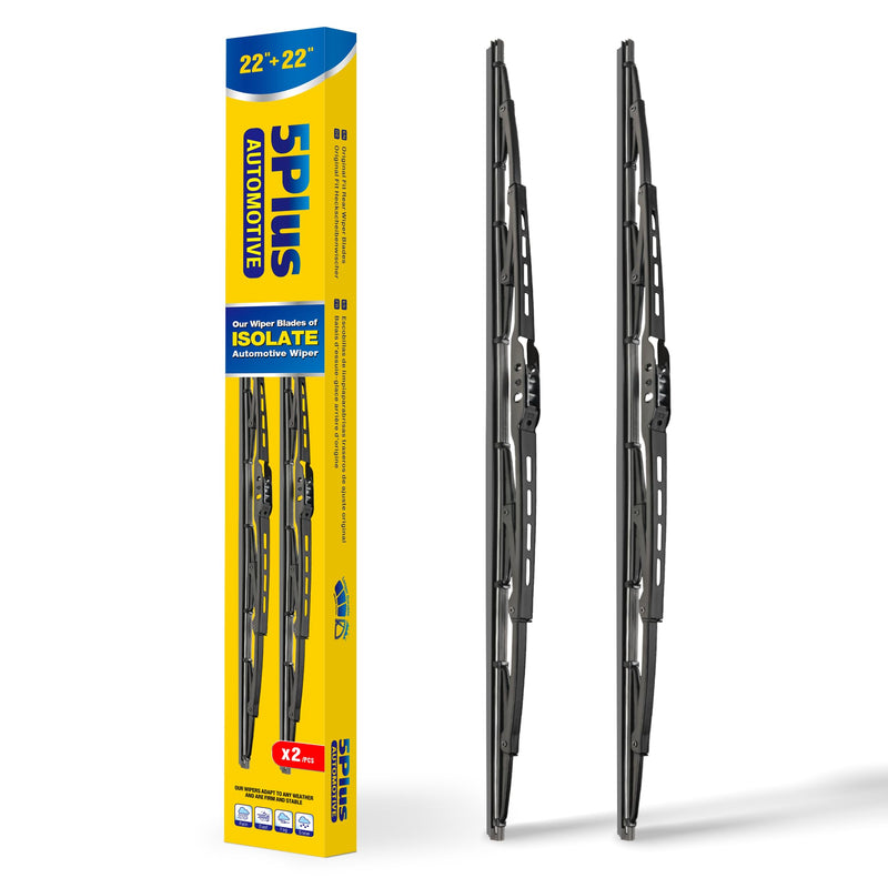 5 PLUS® 22" Wiper Blades 2 Pack Replacement for Ford F150 F250 F350 F450 F550 2023 2022 2021 2020 2019 2018 2017 2016 2015 2014 2013-2009-OEM Quality Premium All-Season Windshield Wiper Blades 22"+22"(Conventional) HOOK(2PCS)
