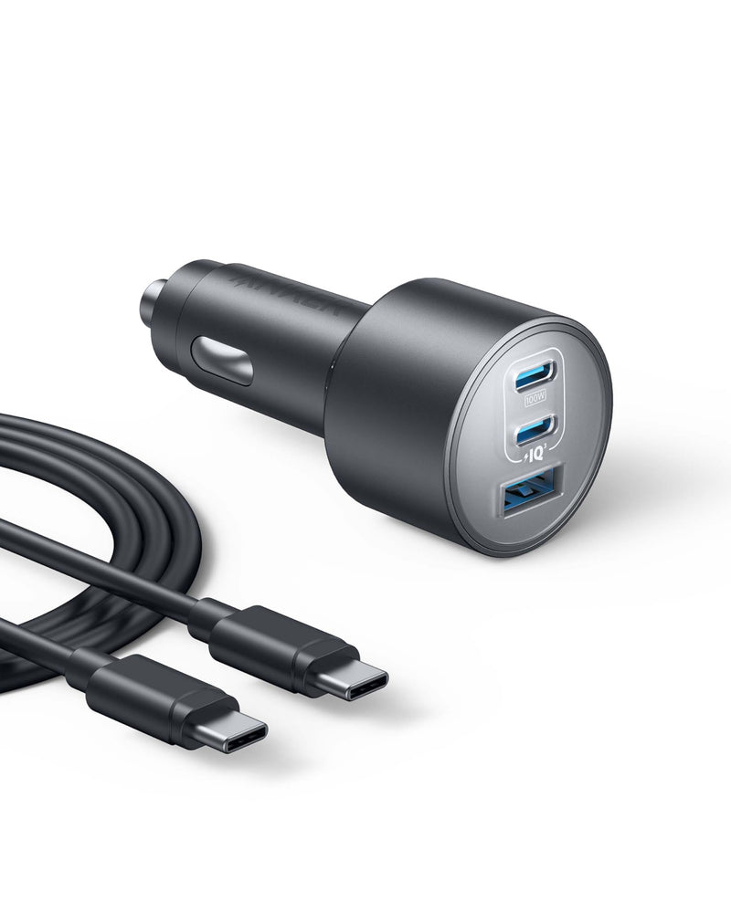Anker 167.5W Max 3-Port Ultra-Compact USB C Fast Charging Car Charger | Fast Charging Adapter for MacBook Pro / Air, iPhone 17 / 16 / 15 Series, Samsung S25, iPad Pro, AirPods, and More