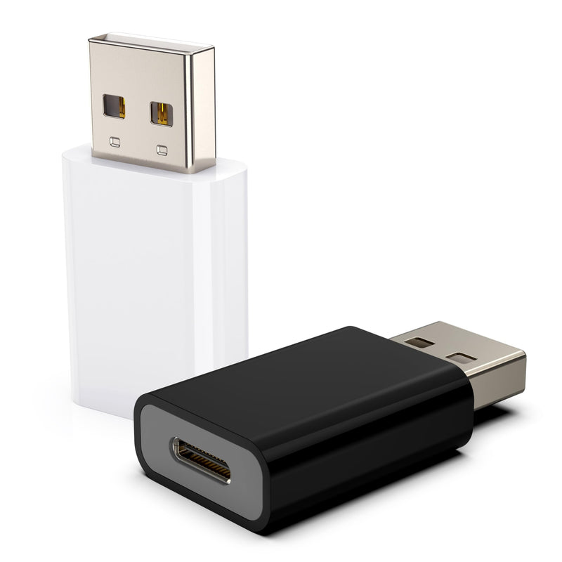 USB to USB C Adapter,USB-C Female to USB Male Adapter Compatible with Apple MagSafe Watch 7/8/9/SE/Ultra,Car, iPhone 15 14 13 12 Mini Pro Max,iPad,Galaxy Note,Pixel 7 6 5,CarPlay,Wall Plug 2 Pack 1 White & 1 Black