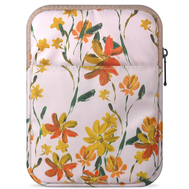 Ereader for Sleeve Case Bag for 6-7 inch Ereader Tablet Protective Cover Pouch (Beige Flower) Beige Flower
