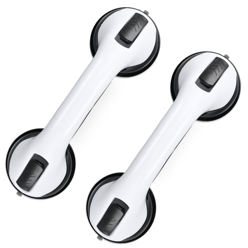 Grab Bars for Bathtubs and Showers, 2 Pack Shower Handle 12 Inch Strong Suction Shower Bar, Safety Bars for Shower Chair, Bathroom Grab Bar for Senior Black White Black/White
