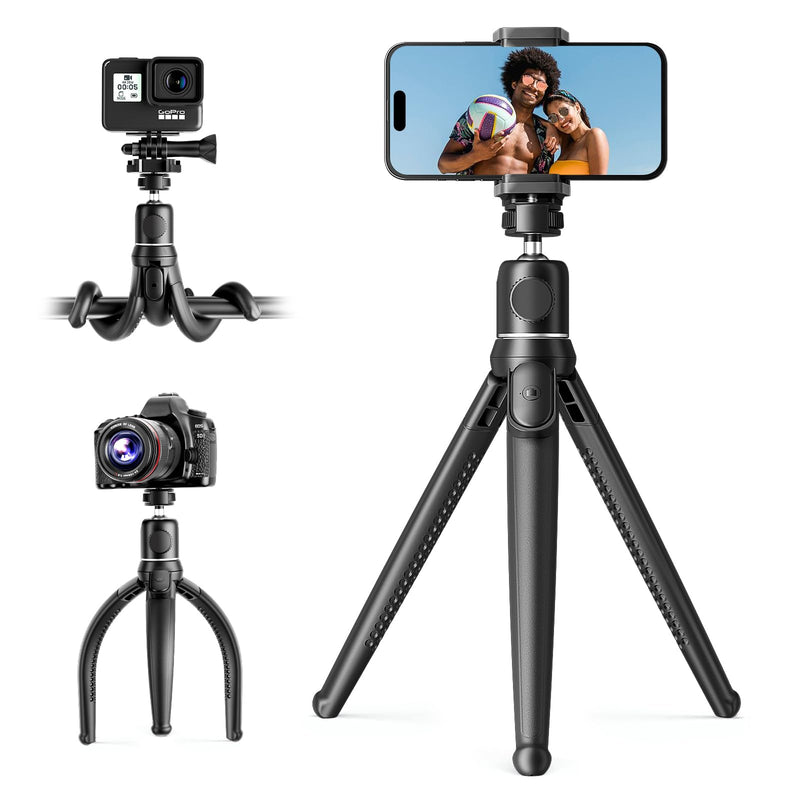  [AUSTRALIA] - UBeesize Camera Tripod with Remote, Flexible Tripod Stand with Phone Holder and Action Camera Mount Adapter for iPhone Samsung Cellphones, Canon Nikon Sony Cameras Tripod T33