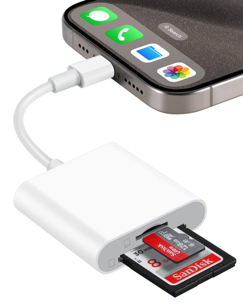 USB-C SD Card Reader for iPhone 15, 2-in-1 Digital Camera Memory Card Adapter for SD and Micro SD Cards