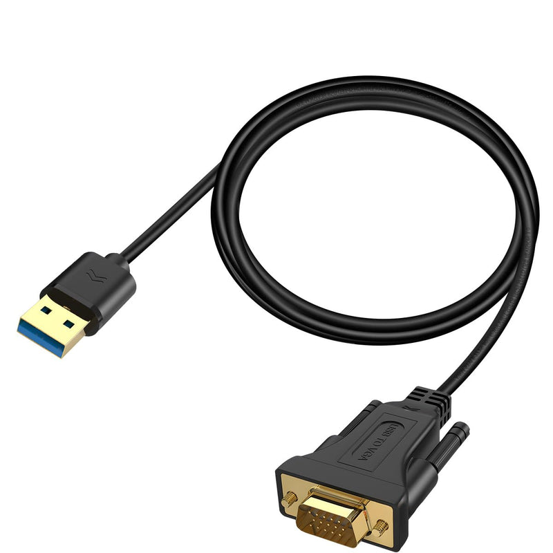 LBSC USB to VGA Adapter for Monitor，USB to VGA Adapter，USB 3.0 to VGA Male 1080P Monitor Display Video Adapter/Converter Cord,Compatible with Mac OS Windows XP/Vista/10/8/7, 5FT