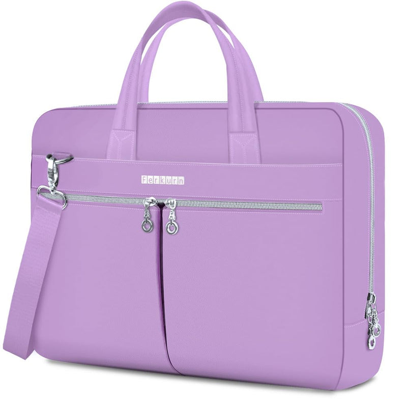 Ferkurn Laptop Bag Case Women Men Computer Bag for MacBook/HP/LG/Dell/ASUS, Shoulder Strap Carrying Briefcase Messenger Bag, Purple, 17-17.3 Inch