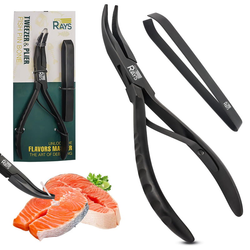 Fish Bone Pliers/Tweezers – Ergonomic Non-Slip Grip, Food-Grade Stainless Steel Deboner | Pin Bone Remover for Salmon, Trout & All Fish Fish Bone Pliers/Tweezers Set