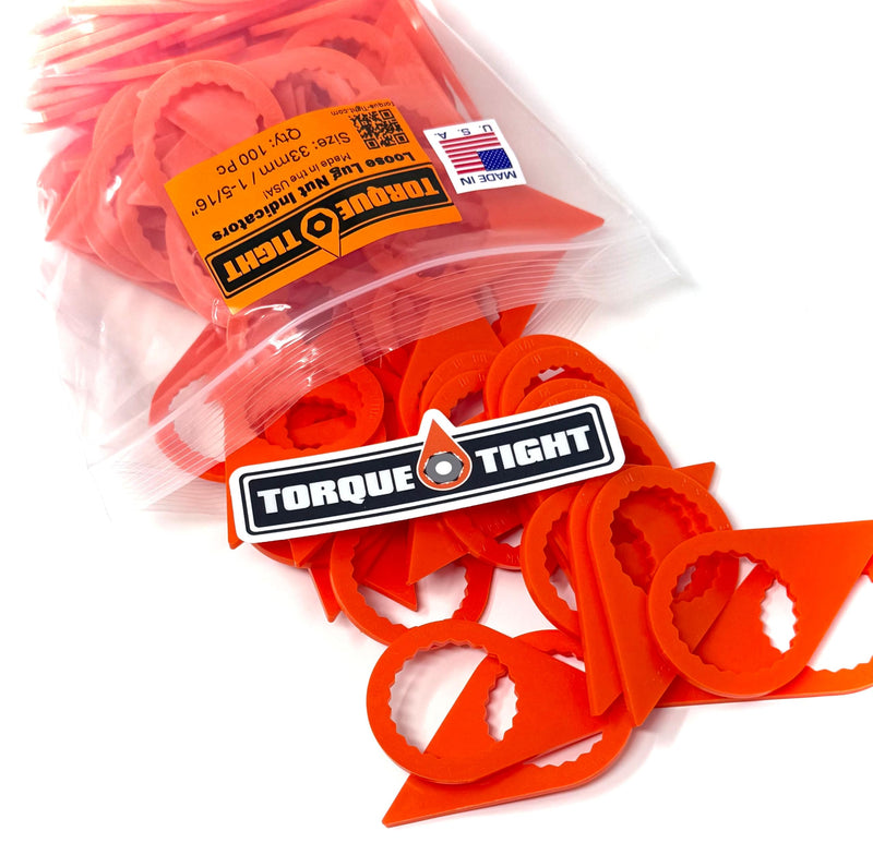 33mm Loose Lug Nut Indicators – 100pc Bulk Pack – Made in USA (Orange, Wholesale) Orange 100 Pack