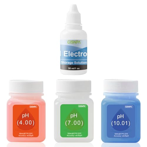 pH Calibration Solution and pH Buffer Calibration Solution Kit (4.00, 7.00, 10.01) with Storage Fluid, 50mL Bottles for pH Meters, Pool, Hydroponics & Home Use