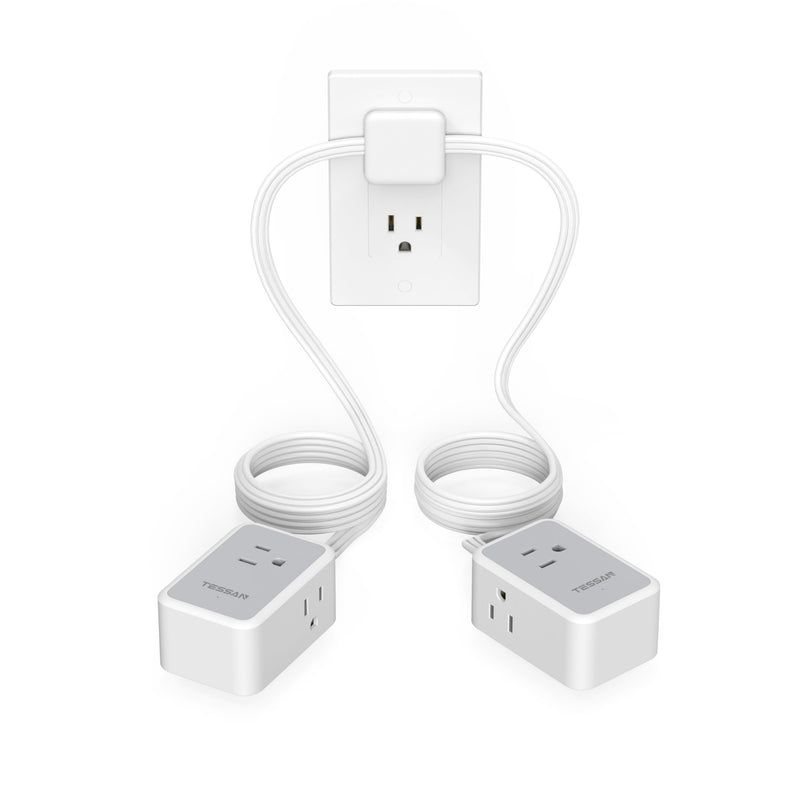 TESSAN Double Ended Flat Plug Power Strip, Twin Extension Cord 12 FT, 3 Non Blocking Outlets 6ft Power Splitter on Each Side, Dual Split Surge Protector Outlet Extension for Home Office Dorm Room Gray 6 FT (Double Ended)