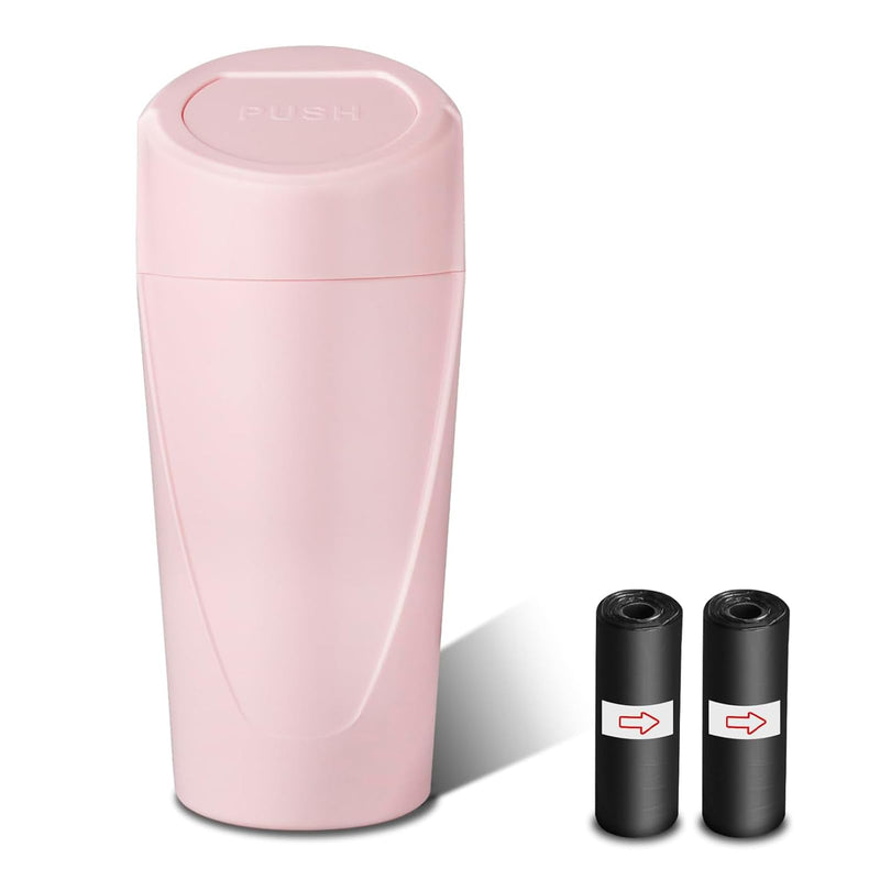 Car Trash Can with Lid, Leakproof Garbage Can with 40 Attached Trash Bags, Mini Essential Car Accessories for Interior for Car,SUV, Home, Office (Sakura Pink) Sakura Pink