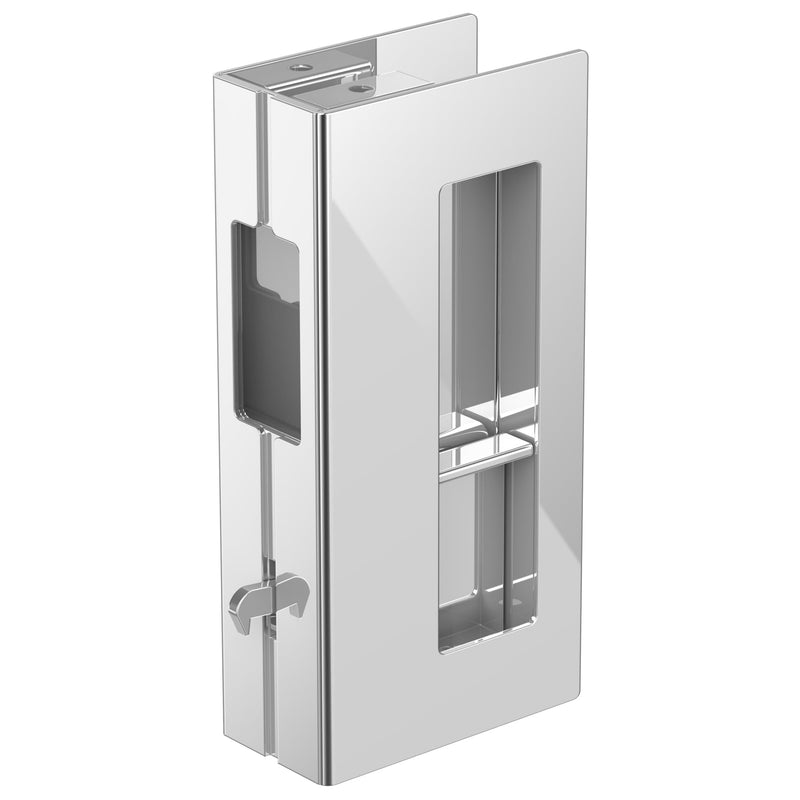 Privacy Pocket Door Pull with Lock, Wooden Sliding Door Handle for 1-3/8”Thickness Door Replace Old Or Damaged Pocket Door Hardware (Polished Chrome) Silver