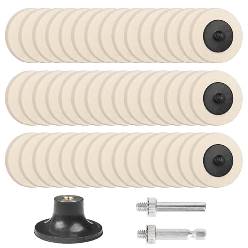 48 Pcs 2 Inch Compressed Wool Polishing Wheel Set with 1/4" Holder
