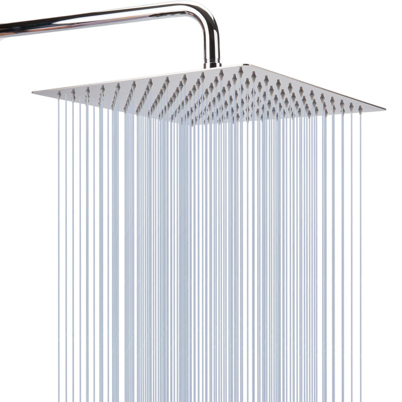 Rain Shower head, High Flow Stainless Steel Square Rainfall ShowerHead, Waterfall Bath Shower Body Covering, Ceiling or Wall Mount (10" Chrome Finish) 10 Inch