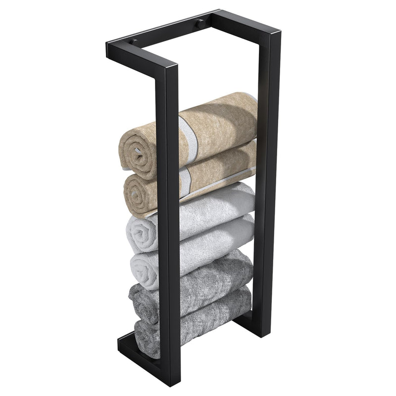 Towel Racks for Bathroom Rolled Towels | Small Vertical Towel Storage Rack for Bathroom,Premium Aluminum Matte Black Bath Towel Holder Wall Mounted, Easy to Install 20 Inch