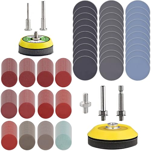 279 Pack 2/3 inch Versatile Sanding Discs Pad Kit for Drill Sanding Grinder Rotary Tools Attachment with 2Pcs 1/8"&1/4" Shank Backer Plate, Sanding Pads Includes 80-3000 Grit