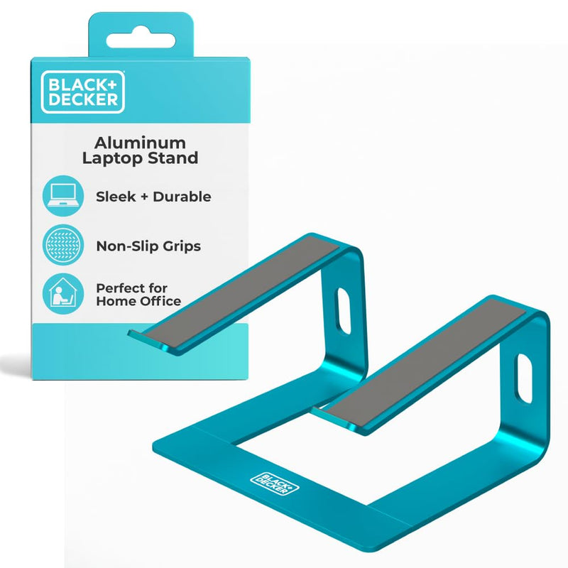 BLACK+DECKER Laptop Stand for Computer Desk, Ergonomic Laptop Stand for Desk, Lap top Riser Compatible with Macbook Notebook, Lap top Holder, Durable Aluminum Computer Riser Accessories, LochNess Blue Loch Ness