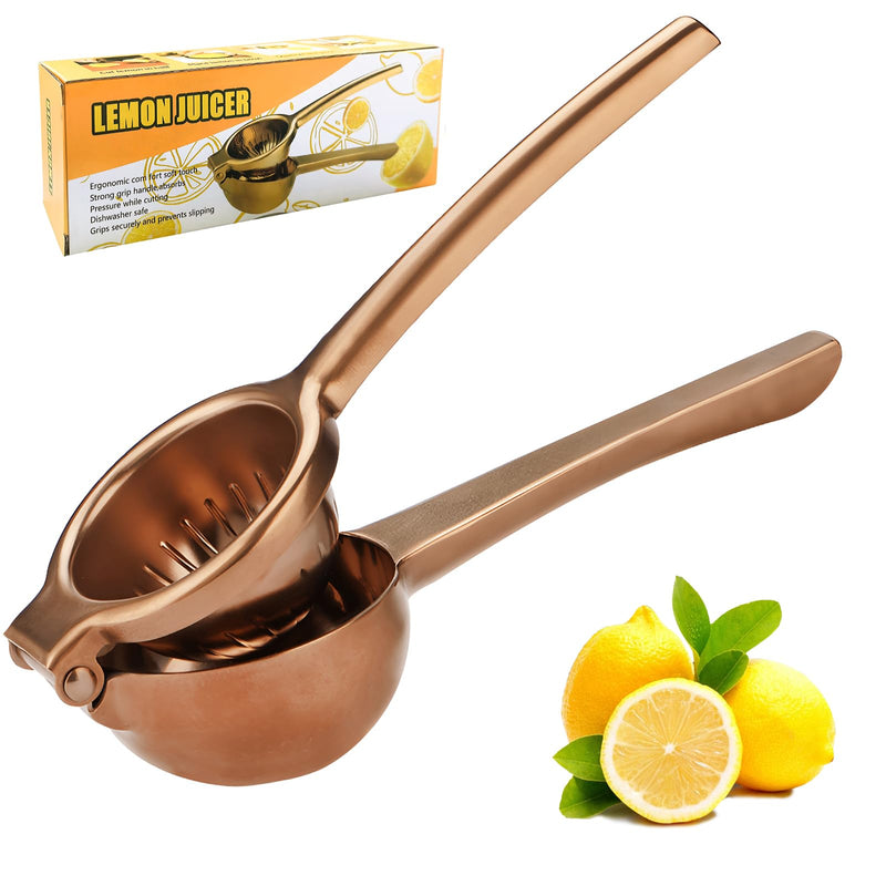 SHIKORI Lemon Squeezer, Large Heavy Duty Handhelp Juicer for Lemon, Stainless Steel Hand Press Citrus Juicer, Lime Squeezer Bar Tool, Manual Citrus Press (Rose Gold) Rose Gold