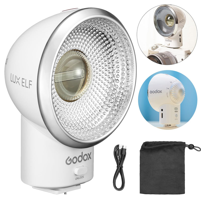 Godox Lux Elf Retro Camera Flash, GN6 6000K±200K, Mini Flash Speedlight | For Fujifilm Sony Canon Nikon Olympus Cameras, S1/S2 Optical Control, 5 Levels Flash Power Steps, Built-in 350mAh Battery