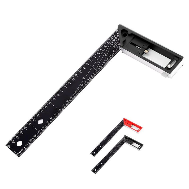 12" Woodworking Square Ruler, 2025 Newest Carpenter Square, Combination Framing Square, Adjustable Square 10-90 Degrees, L Square for Precise Measuring, Drawing, Woodworking, L Shape Ruler (Black) Black