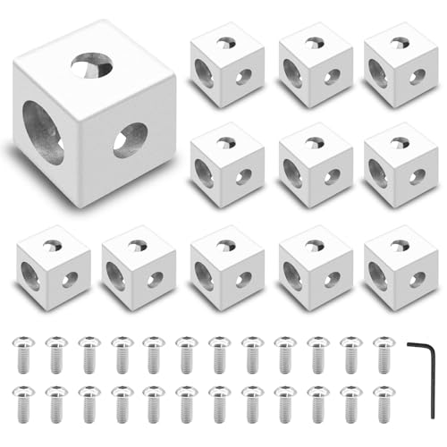 12pcs 2020 3-Way Corner Cube 2020 Extrusion Hardware Silver 20-Corner Cube