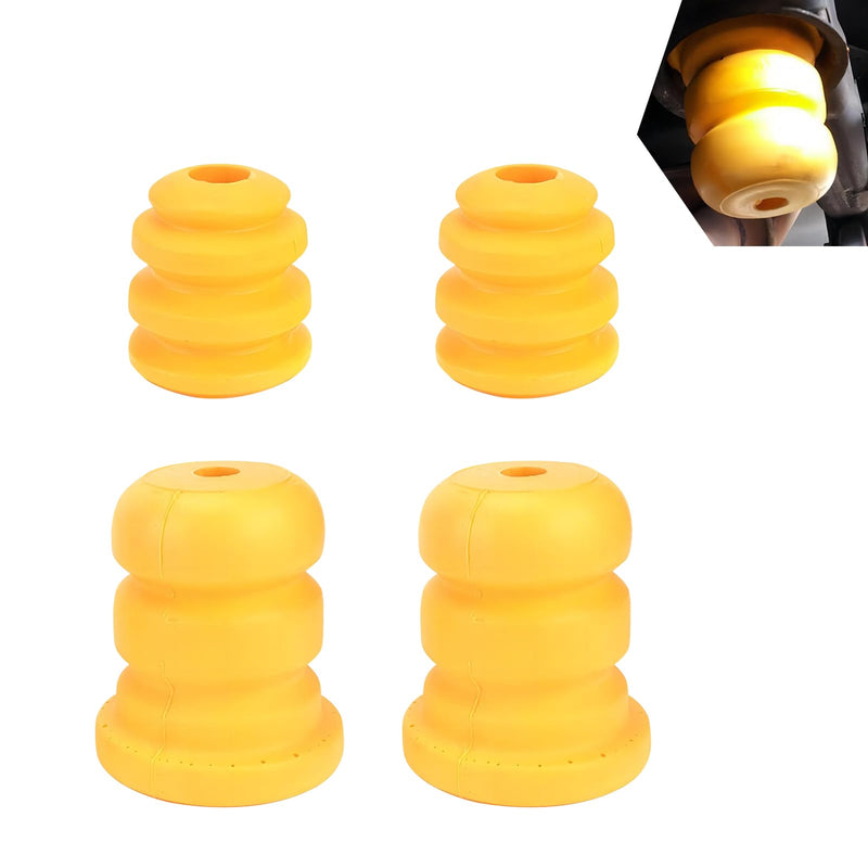 Pack-4 Car Front Lower Suspension Bump Rubber Pad, Replacement 15153958 15039397, Front and Rear Side Control Arm Bumper Shock Absorbing Block, Compatible with Cadillac Chevrolet GMC (Yellow)