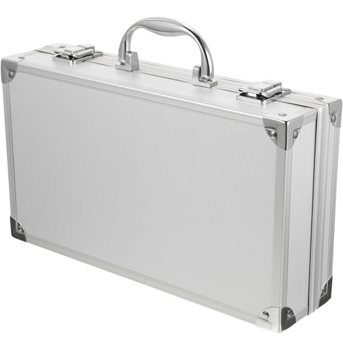 DOITOOL Aluminum Tool Case Tool Chest, Portable Box with Padded Foam, Metal Briefcase Box Lockable Storage Toolbox for Measurement Instruments (30 x 17 x 7.8cm, Sliver) 30x18x7.8cm Silver