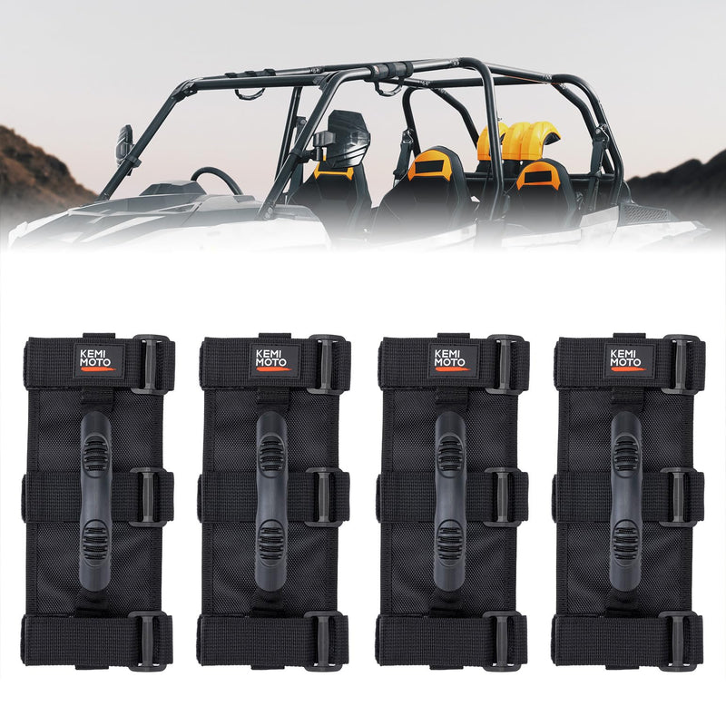 KEMIMOTO 4 PCS UTV Grab Handles Grip, Fit 1.5-2 inch Round Bar & Pro-fit Cage, Compatible with Teryx Mule, Cfmoto, John Deere Gator, Pioneer, Talon, Can-am Maverick, Polaris RZR Ranger, Accessories