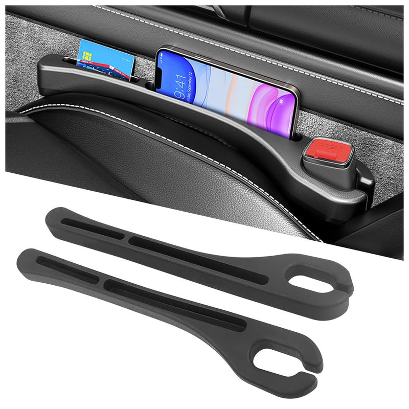 2PCS Car Seat Gap Filler Organizer,Upgrade Car Side Seat Gap Filler with Phone Holder,Multifunctional Car Seat Filler Gap Space Prevents Things Dropping for Cars,SUVs (Black) Black