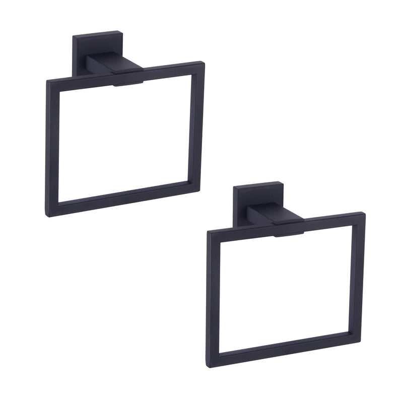 GERZWY Matte Black Bath Towel Ring Bathroom Towel Holder Towel Rack Wall Mounted Stainless Steel Contemporary Style JG1916-2BK