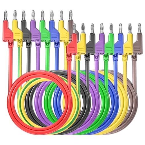Goupchn 4mm Stackable Banana Plug Silicone Test Leads 8PCS 3.3ft/1m Eight Colors - Stackable Banana